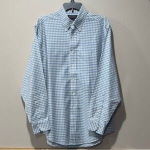 BROOKS BROTHERS size M Blue White Check Button Down Long Sleeve Cotton Shirt